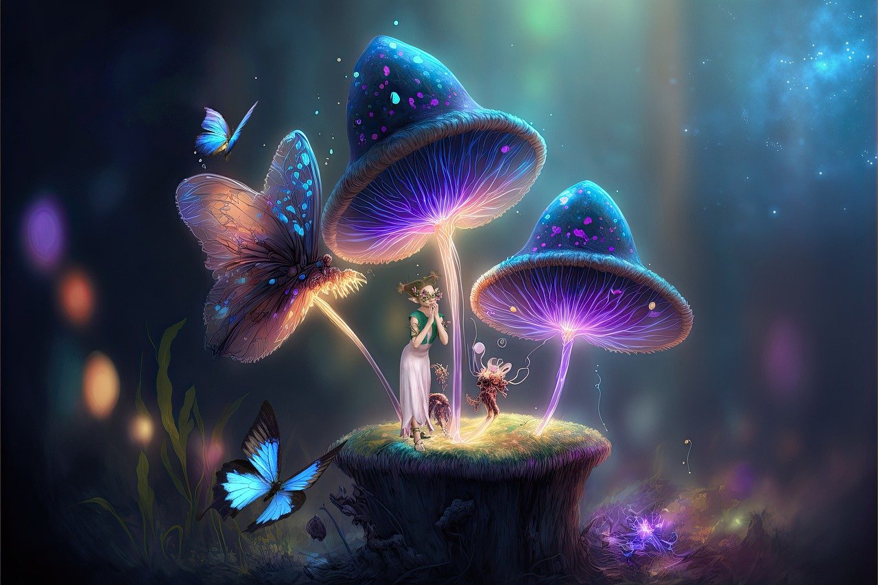 mushrooms, elf, bright